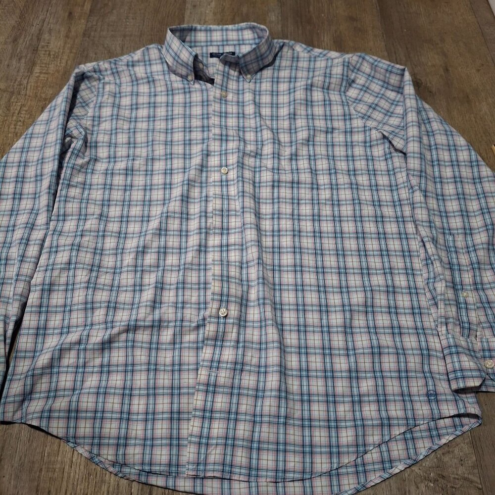 Peter Millar Mens XL Plaid Button-Down Shirt Cotton Multi-Color Crown Crafted